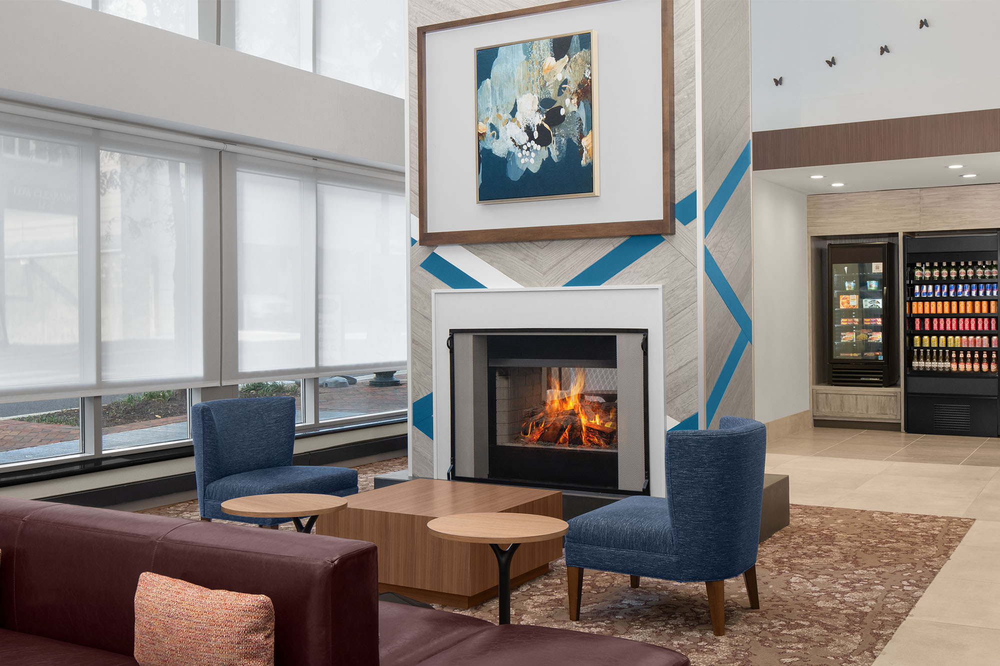 a fireplace in a room