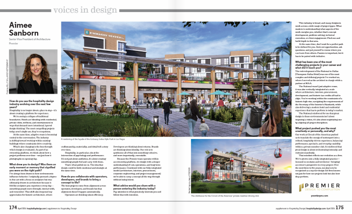 Premier Senior Vice President of Architecture Aimee Sanborn featured in Hospitality Design Magazine