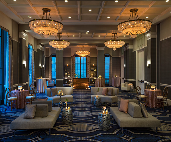 A view of the elegant new ballroom in The Notary, an Autograph Collection soft-branded hotel designed by Premier